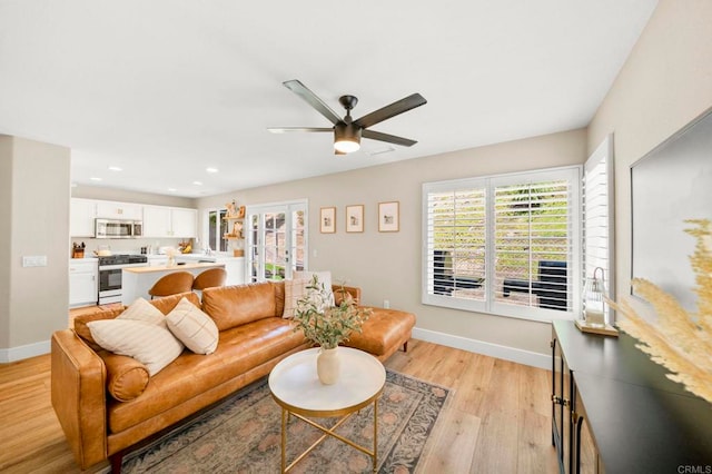 641 Hillhaven Dr, San Marcos, CA 92078 - living area featuring light wood-type flooring, ceiling fan, plenty of natural light, and recessed lighting
