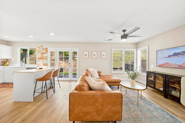 641 Hillhaven Dr, San Marcos, CA 92078 - living area featuring light wood-type flooring, ceiling fan, and recessed lighting