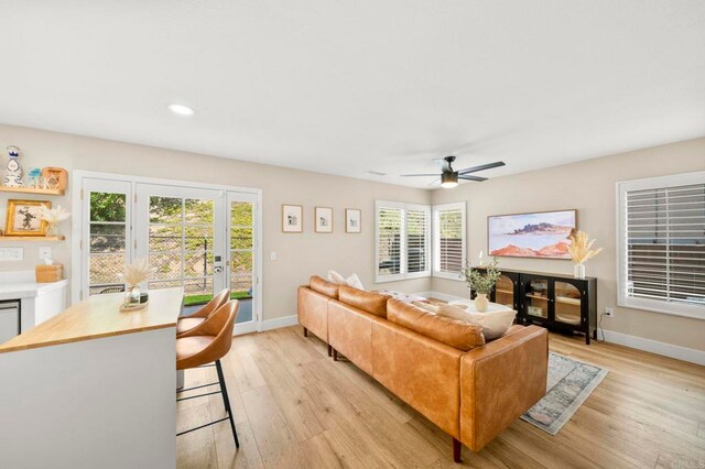 641 Hillhaven Dr, San Marcos, CA 92078 - living area featuring light wood finished floors, ceiling fan, and recessed lighting