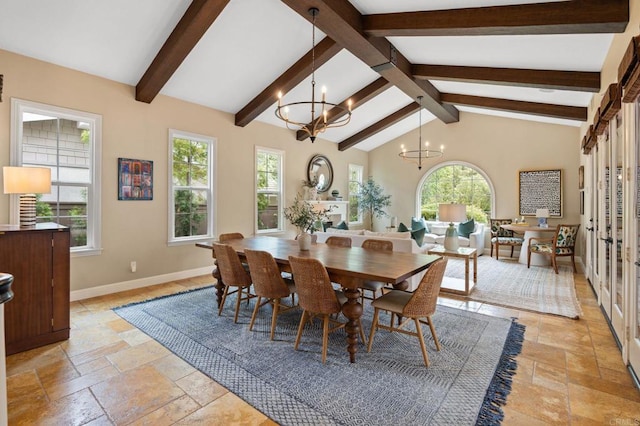 7691 Circulo Sequoia, Carlsbad, CA 92009 - dining space featuring a chandelier and stone tile flooring