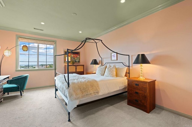 7691 Circulo Sequoia, Carlsbad, CA 92009 - bedroom with crown molding, carpet floors, and recessed lighting