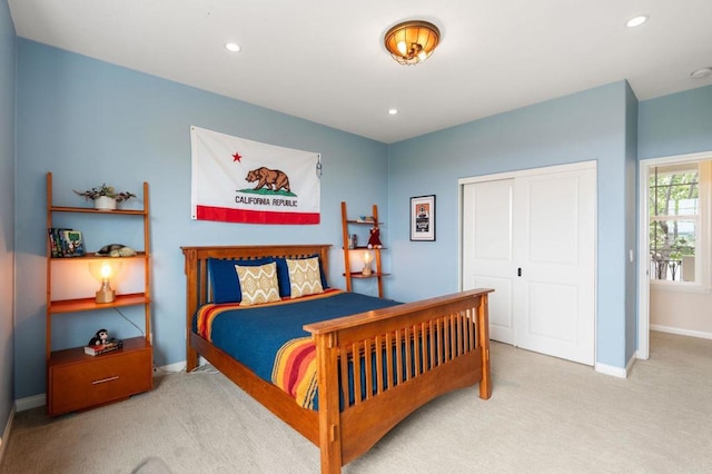 7691 Circulo Sequoia, Carlsbad, CA 92009 - carpeted bedroom featuring a closet and recessed lighting
