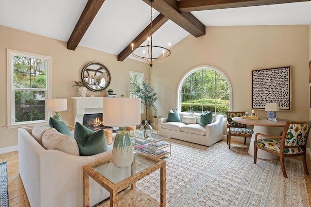 7691 Circulo Sequoia, Carlsbad, CA 92009 - living room with a chandelier and a glass covered fireplace