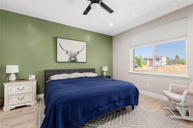 2213 De Mille Rd, Paradise, CA 95969 - bedroom featuring wood finished floors, ceiling fan, and recessed lighting