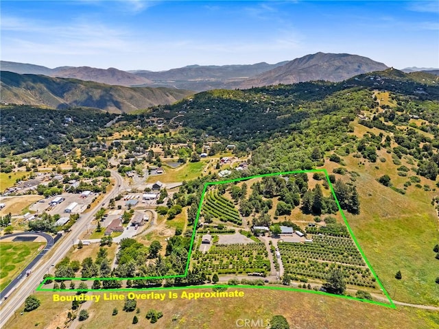 2645 Apple Ln, Julian, CA 92036 - aerial view of property's location featuring a mountain backdrop and property boundaries highlighted
