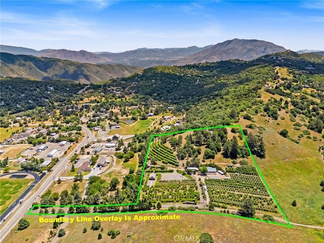 2645 Apple Ln, Julian, CA 92036 - aerial view of property's location featuring a mountain backdrop and property boundaries highlighted