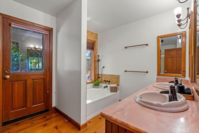 2645 Apple Ln, Julian, CA 92036 - full bath featuring hardwood / wood-style flooring, a bath, and double vanity