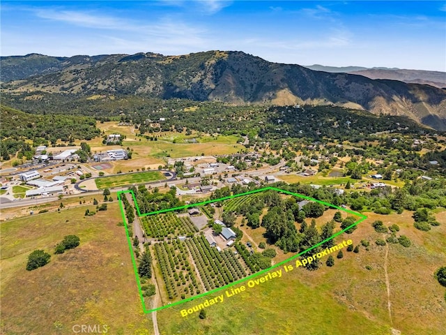2645 Apple Ln, Julian, CA 92036 - view of rural area with property parcel outlined, a mountain backdrop, and abundant farmland