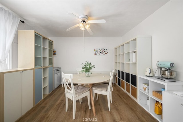 4481 Larwin Ave, Cypress, CA 90630 - dining area featuring wood finished floors and a ceiling fan