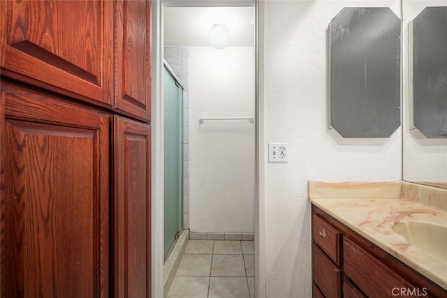 4481 Larwin Ave, Cypress, CA 90630 - bathroom featuring vanity, a stall shower, and tile patterned floors