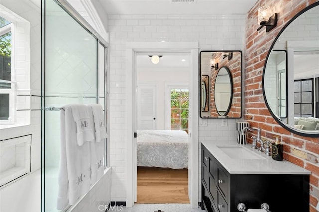 615 Seaview St, Laguna Beach, CA 92651 - bathroom featuring vanity, ensuite bathroom, enclosed tub / shower combo, and healthy amount of natural light