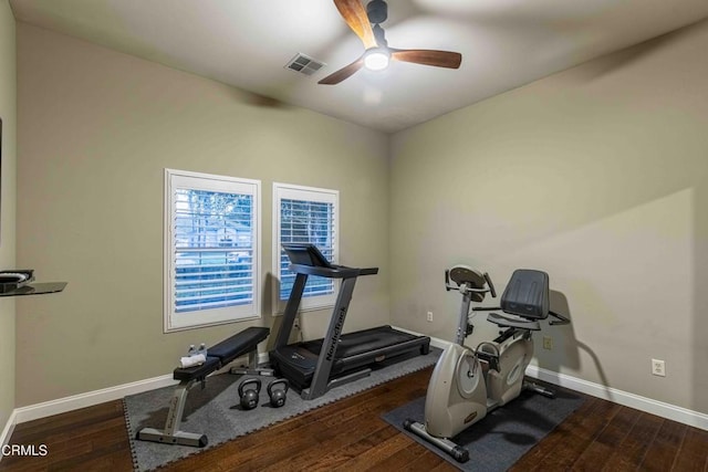 13115 Monarch Palm Ave, Bakersfield, CA 93314 - exercise room with wood finished floors and a ceiling fan