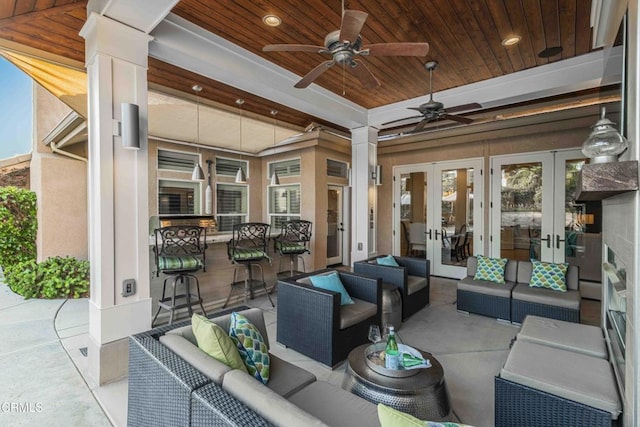 13115 Monarch Palm Ave, Bakersfield, CA 93314 - view of patio featuring french doors, an outdoor living space, and ceiling fan