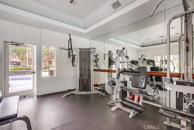 259 Gallery Way, Tustin, CA 92782 - gym with a raised ceiling