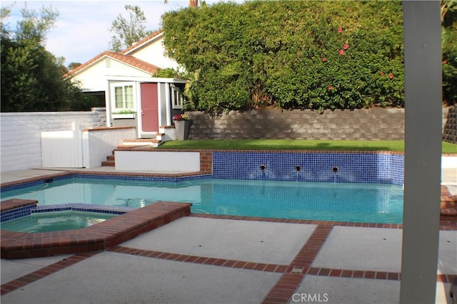 23266 Via Ronda, Mission Viejo, CA 92691 - view of pool with a pool with connected hot tub and an outbuilding