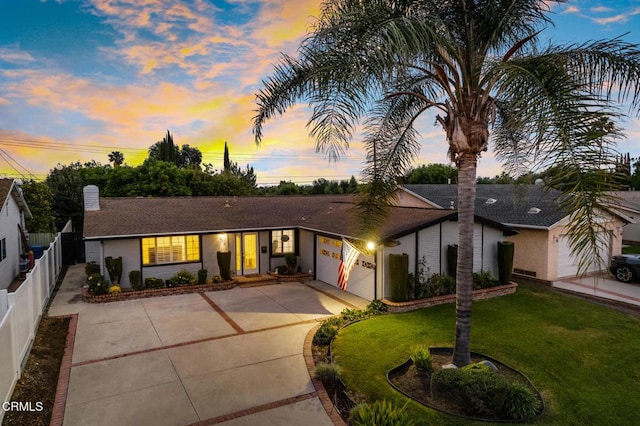 6552 Neddy Ave, West Hills, CA 91307 - ranch-style home featuring an attached garage, driveway, a chimney, and a shingled roof