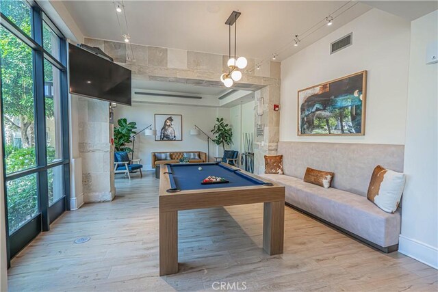 24595 Town Center Dr Unit 3205, Valencia, CA 91355 - game room with plenty of natural light, billiards table, and light wood-style flooring