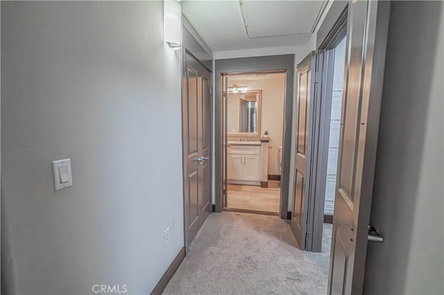 24595 Town Center Dr Unit 3205, Valencia, CA 91355 - hall featuring light colored carpet and attic access