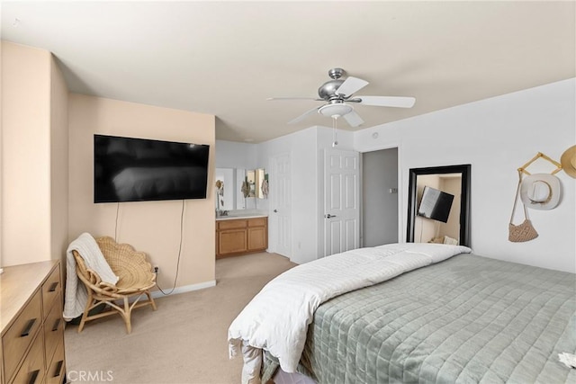 249 Colt Ln, Nipomo, CA 93444 - bedroom with light carpet, ceiling fan, and ensuite bath