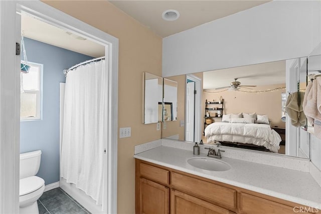 249 Colt Ln, Nipomo, CA 93444 - full bath featuring connected bathroom, vanity, a ceiling fan, and tile patterned floors