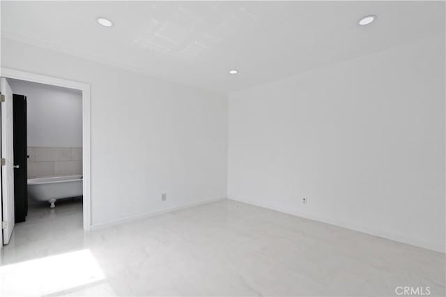 1381 W Summerland Ave, San Pedro, CA 90732 - empty room featuring recessed lighting and marble look tile flooring