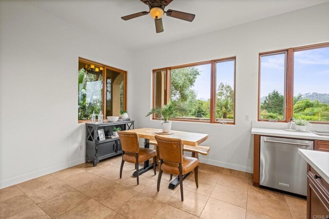 4149 Manchester Ave, Encinitas, CA 92024 - dining room featuring baseboards and ceiling fan
