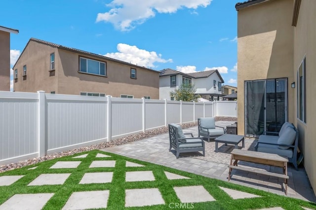 874 Royal Knight Trl, Redlands, CA 92374 - fenced backyard featuring a patio area, outdoor lounge area, and a residential view