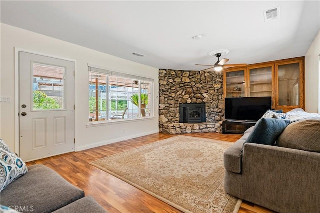 7735 Del Rio Rd, Atascadero, CA 93422 - living room featuring wood finished floors and a ceiling fan