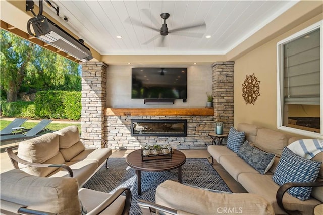 2937 Arboridge Ct, Fullerton, CA 92835 - view of patio featuring an outdoor living space with a fireplace and ceiling fan