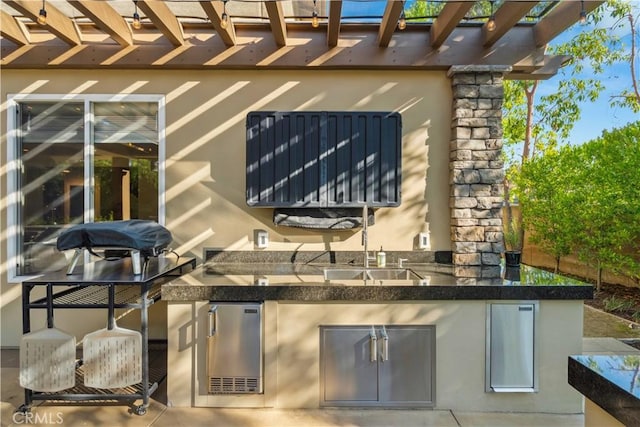 2937 Arboridge Ct, Fullerton, CA 92835 - view of patio with a pergola and an outdoor kitchen