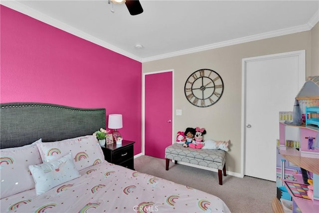 16315 Yorba Linda Ln, Fontana, CA 92336 - bedroom with carpet, ornamental molding, and a ceiling fan
