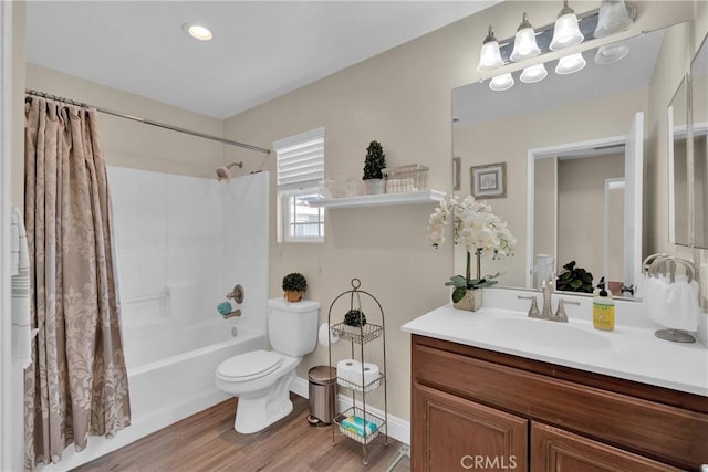 16315 Yorba Linda Ln, Fontana, CA 92336 - bathroom with vanity, shower / bath combo with shower curtain, and wood finished floors