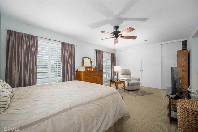 9676 Bloomfield St, Cypress, CA 90630 - bedroom featuring carpet flooring, ceiling fan, and a closet