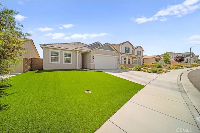 45105 Quicksilver Rd, Lake Elsinore, CA 92532 - view of front facade with driveway, a garage, stucco siding, and a tiled roof