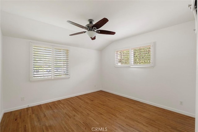 9508 Jellico Ave, Northridge, CA 91325 - unfurnished room featuring vaulted ceiling, wood finished floors, and a ceiling fan