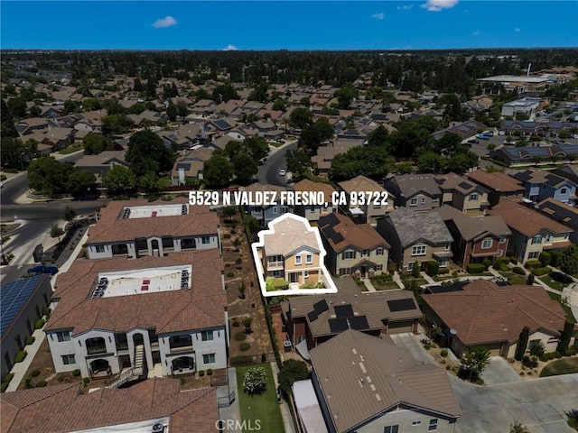 5529 N Valdez, Fresno, CA 93722 - aerial view of property's location featuring nearby suburban area and property boundaries highlighted