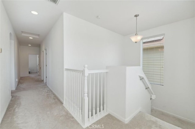 5529 N Valdez, Fresno, CA 93722 - hall featuring carpet floors, an upstairs landing, and recessed lighting