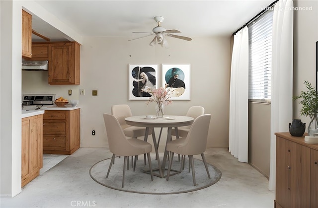 28006 S Western Ave Unit 267, San Pedro, CA 90732 - dining space featuring concrete flooring and ceiling fan