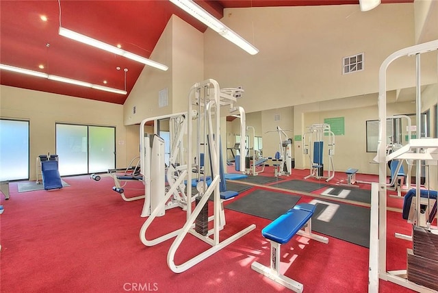 64 N Mar Vista Ave Unit 231, Pasadena, CA 91106 - gym featuring high vaulted ceiling and carpet floors