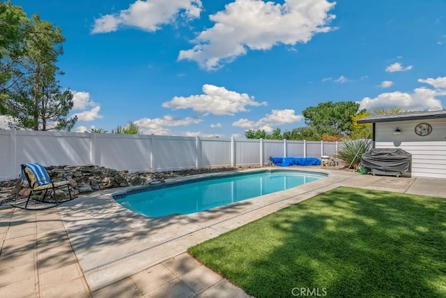 27111 Crews Hill Dr, Menifee, CA 92586 - view of swimming pool with a fenced backyard and a patio area