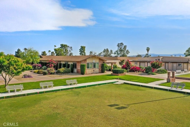 27111 Crews Hill Dr, Menifee, CA 92586 - ranch-style home featuring a front lawn and brick siding