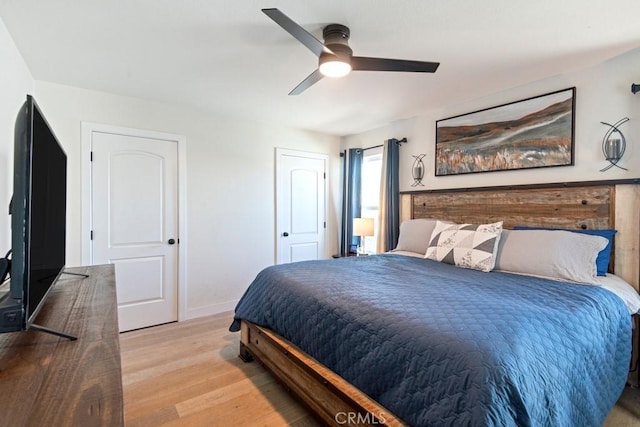 27111 Crews Hill Dr, Menifee, CA 92586 - bedroom with wood finished floors and a ceiling fan