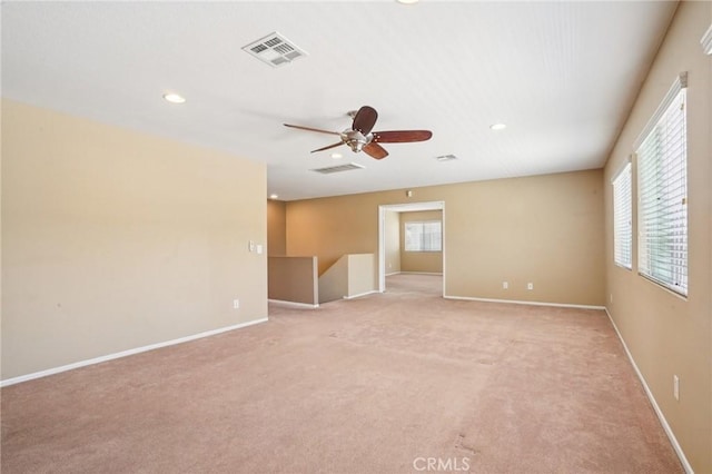 12910 Jersey St, Eastvale, CA 92880 - spare room featuring recessed lighting, light colored carpet, and ceiling fan