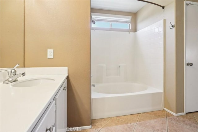 12910 Jersey St, Eastvale, CA 92880 - bathroom featuring vanity, tile patterned floors, and washtub / shower combination