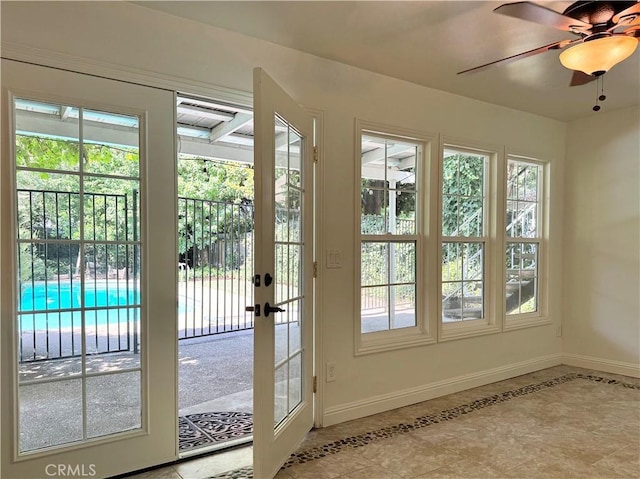 2817 San Verbena Way, Chico, CA 95973 - entryway with french doors and ceiling fan