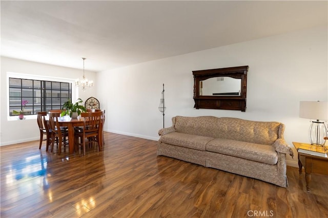 854 N Harbor Blvd, La Habra, CA 90631 - living area featuring a chandelier and wood finished floors