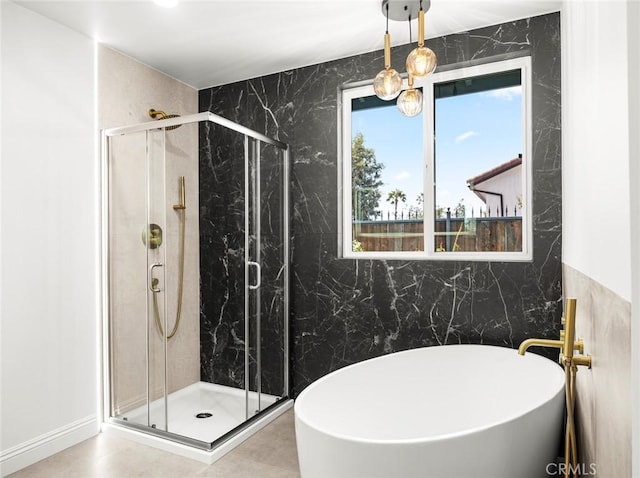 11410 Reseda Blvd, Porter Ranch, CA 91326 - bathroom featuring a freestanding tub and a marble finish shower
