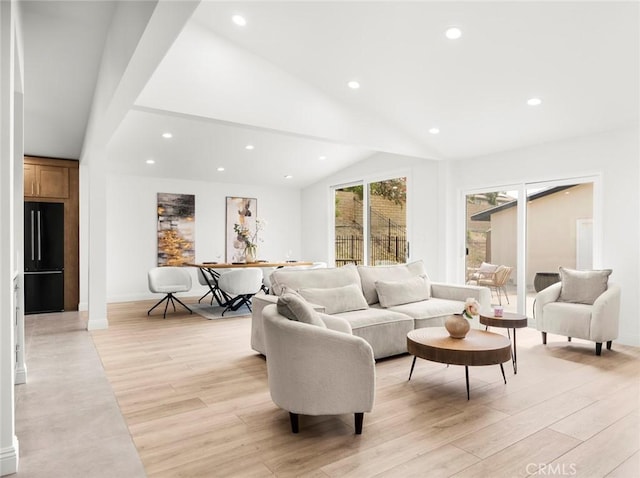 11410 Reseda Blvd, Porter Ranch, CA 91326 - living area featuring recessed lighting, light wood-type flooring, and lofted ceiling