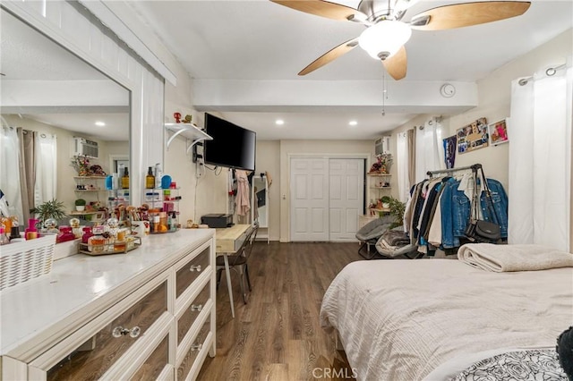 10422 Patricia Dr, Garden Grove, CA 92840 - bedroom with dark wood-style floors, recessed lighting, and ceiling fan