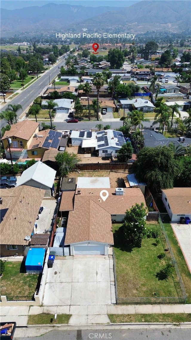 26920 14th St, Highland, CA 92346 - aerial perspective of suburban area with a mountain backdrop